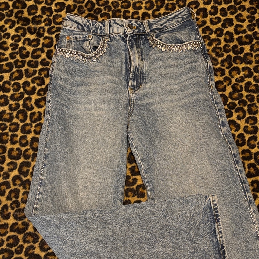 Anthropologie Stylish Blue Women's Jeans with Embellishments gorgeous!!!
